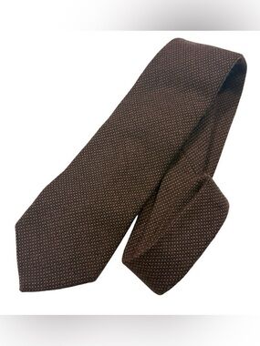Gucci 100% Wool Tie Brown Rust Micro Dot Italy Classic